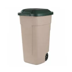Műanyag kültéri szemetes 110l beige-zöld
