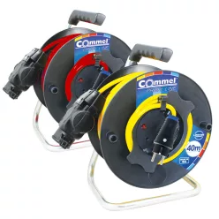   Commel Cable Reel - PVC 280 mm, Single-Phase, 3-Way Socket with Cover, 40 m, 16 A 230 V ~ 3500 W IP44