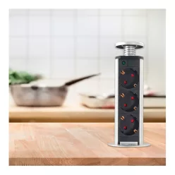   Commel built-in hidden power strip for furniture, 3 sockets, metal ring 16A 3500W
