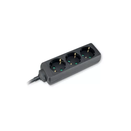 Commel power strip, extension 3-way, with child protection, black, 1.4m, 16A, 3500W