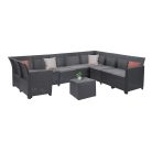 Claire IX 9 személyes sarokgarnitúra párnatartós asztallal