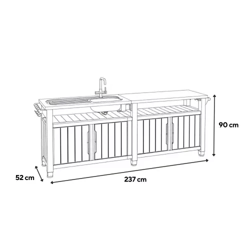 Decocoat unity chef műanyag kerti grill asztal 415l