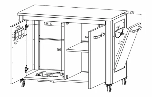 COZZE 2 részes kültéri konyha modul , integrált szemetessel (120cm)