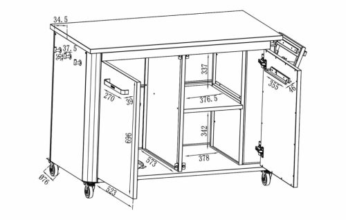 COZZE 2 részes kültéri konyha modul , integrált szemetessel (120cm)