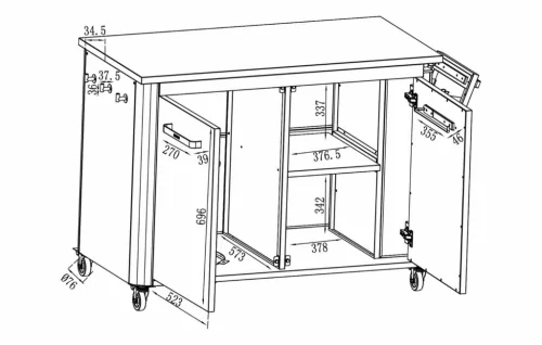 COZZE 2 részes kültéri konyha modul , integrált szemetessel (120cm)