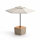 Deco Luzon műrattan napernyőtartós kerti asztal