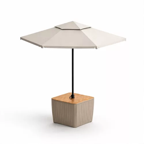 Deco Luzon műrattan napernyőtartós kerti asztal