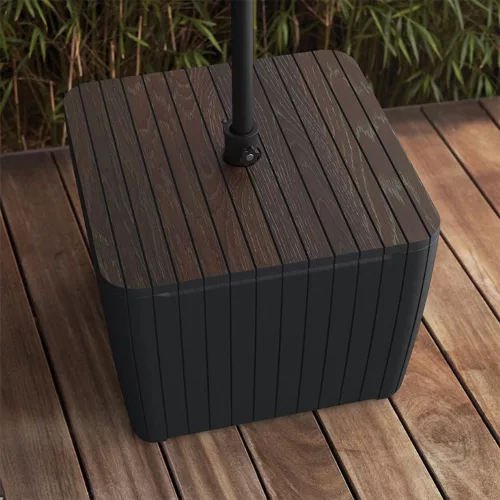 Deco Luzon műrattan napernyőtartós kerti asztal