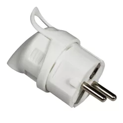   Commel grounded plug with bottom cable outlet, Schuko 16 A 250 V~, white
