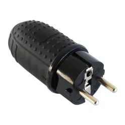 Commel grounded plug, Schuko 16 A 250 V Rubber IP44