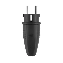 Commel grounded plug, Schuko 16 A 250 V~, rubber IP44