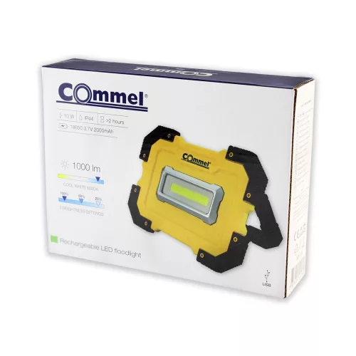 Commel LED work light 10W, portable, rechargeable, 1000 lumens