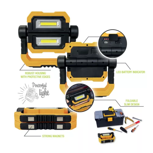 Commel LED work floodlight 10W, portable, rechargeable, 900 lumens