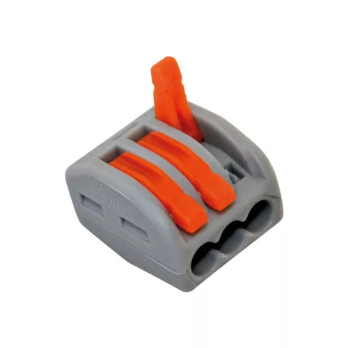 Commel oldható vezeték összekötő, 3-as csatos 0.2-2.5 mm², 32 A, 250V/4kV, 50 db