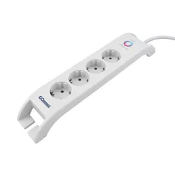   Commel elosztó, túlfeszültség elleni védelemmel, 4aljzat 2 db usb 2m, fehér, 16A, 3680W