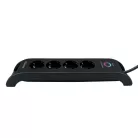Commel elosztó, túlfeszültség elleni védelemmel, 4 aljzat 2db usb 2m, fekete, 16A, 3680W