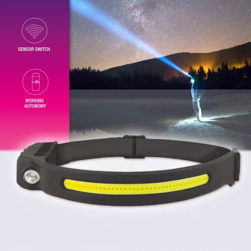 Commel LED (COB) headlamp, motion sensor, built-in battery, elastic, 4 W