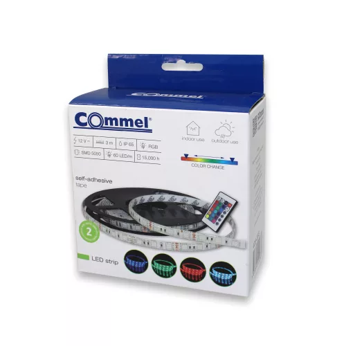 Commel LED strip 5050 SMD (60 LEDs/meter) RGB color, with remote control 5 m