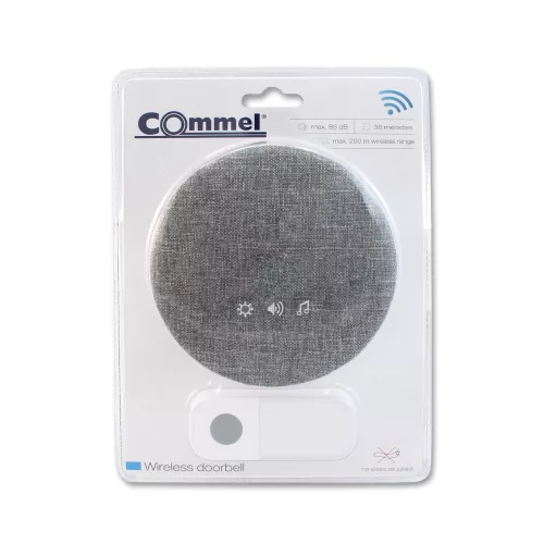 Commel wireless doorbell, 38 melodies, 200 m range, grey