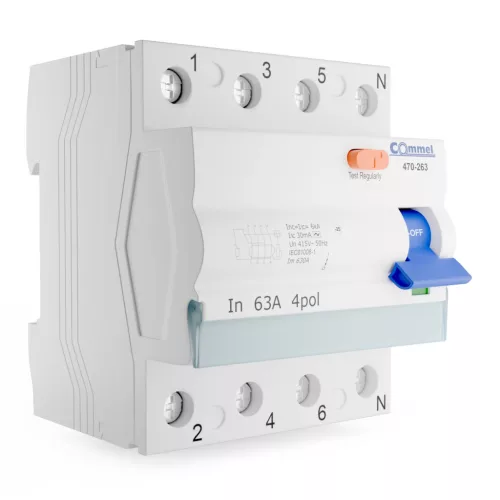 Commel Fi relé 63A 4P 30mA, 6kA áram-védőkapcsoló