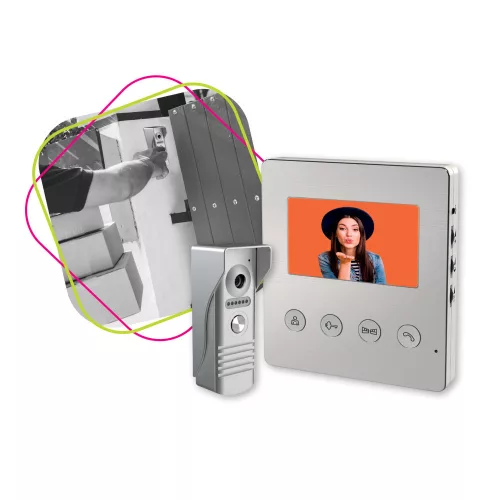 Commel video door phone set with 4.3” colour LCD monitor and IP44 metal-housed camera