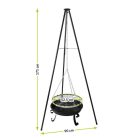 Függesztett grillrács háromlábbal, tűzrakóval