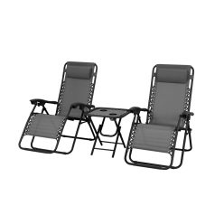 Delux 2x nyugágy és asztal szett szürke