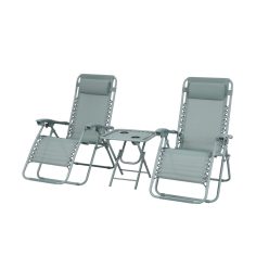 Delux 2x nyugágy és asztal szett zöld V2