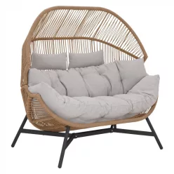 HOLAND rattan dupla kosárfotel bézs