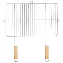 Szögletes grillrács fa fogantyúval 57x51 cm