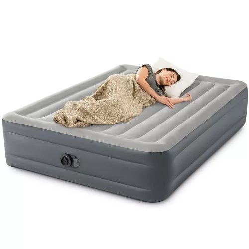 Intex 64126 nagyméretű kétszemélyes felfújható ágy beépített pumpával, 203 × 152 cm