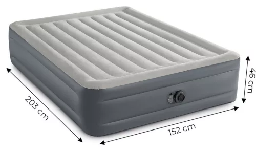 Intex 64126 nagyméretű kétszemélyes felfújható ágy beépített pumpával, 203 × 152 cm