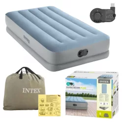   Intex 64157 egyszemélyes felfújható ágy beépített USB-s elektromos pumpával, 191 × 99 × 36 cm