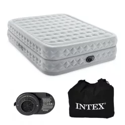   Intex 64490 nagyméretű kétszemélyes felfújható ágy beépített elektromos pumpával, 203 × 152 × 51 cm