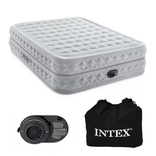 Intex 64490 nagyméretű kétszemélyes felfújható ágy beépített elektromos pumpával, 203 × 152 × 51 cm