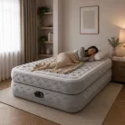 Intex 64490 nagyméretű kétszemélyes felfújható ágy beépített elektromos pumpával, 203 × 152 × 51 cm