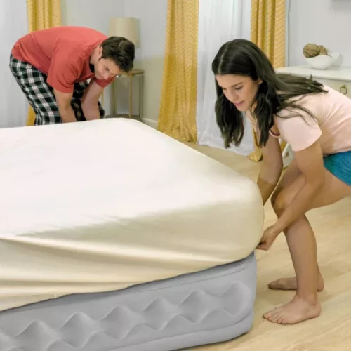 Intex 64490 nagyméretű kétszemélyes felfújható ágy beépített elektromos pumpával, 203 × 152 × 51 cm