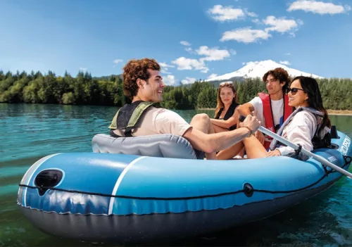 Intex 66324 Excursion 4 négyszemélyes felfújható csónak pumpával, 2 evezővel és hordtáskával