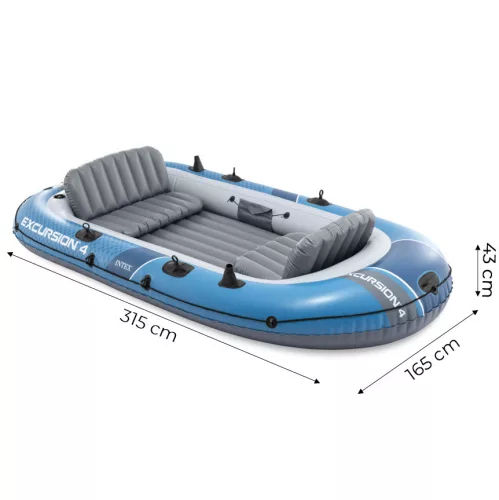 Intex 66324 Excursion 4 négyszemélyes felfújható csónak pumpával, 2 evezővel és hordtáskával