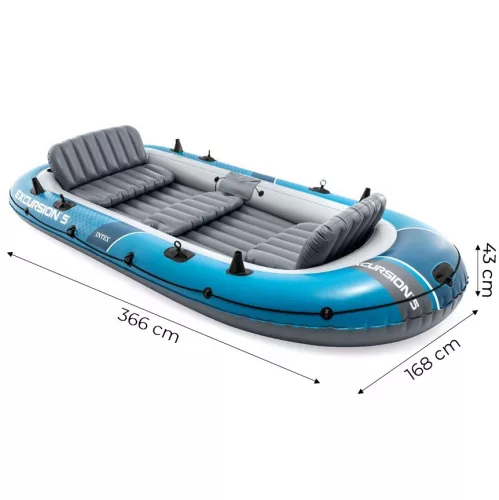 Intex 66325 Excursion 5 ötszemélyes felfújható csónak pumpával, 2 evezővel és hordtáskával