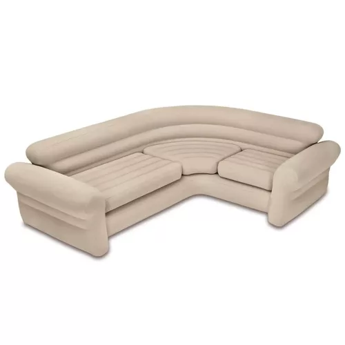 Intex 68575 felfújható négyszemélyes sarokkanapé 257 × 203 × 76 cm – bézs