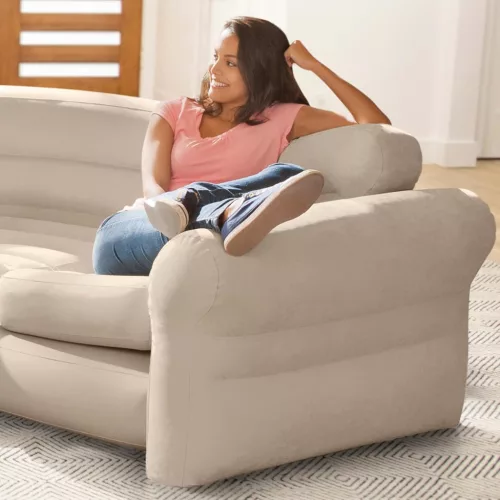 Intex 68575 felfújható négyszemélyes sarokkanapé 257 × 203 × 76 cm – bézs