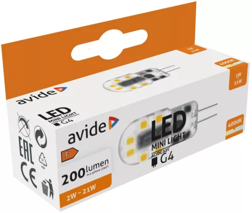 Avide LED 2W G4 Neutral White 4000K Horizontal