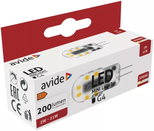Avide LED 2W G4 WW 3000K Horizontal