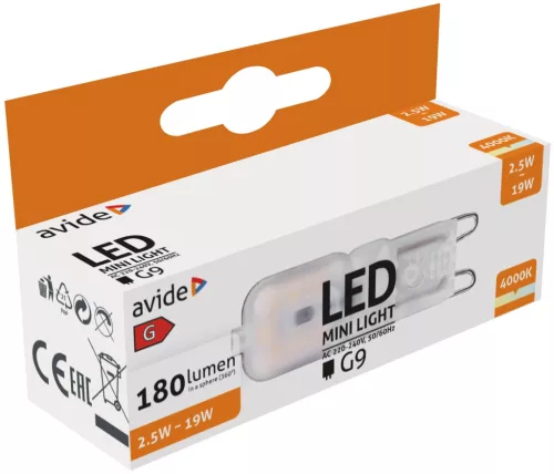 Avide LED 2.5W G9 NW 4000K horizontal