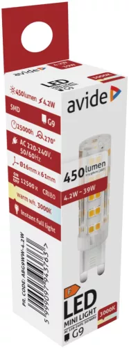 Avide LED 4.2W G9 WW 3000K