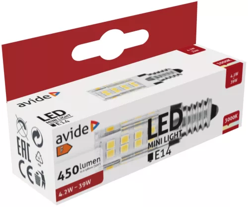 Avide LED 4.2W JD E14 WW 3000K horizontal