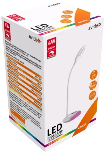 Avide LED Asztali Lámpa RGB Fehér 4W