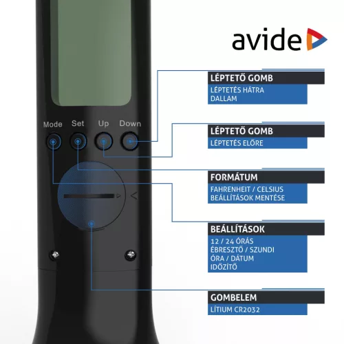 Avide LED Asztali Lámpa RGB Naptár Fekete 4W