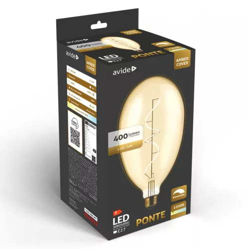 Avide LED Jumbo Filament Ponte Amber 4.5W E27 2200K Fényerőszabályzós